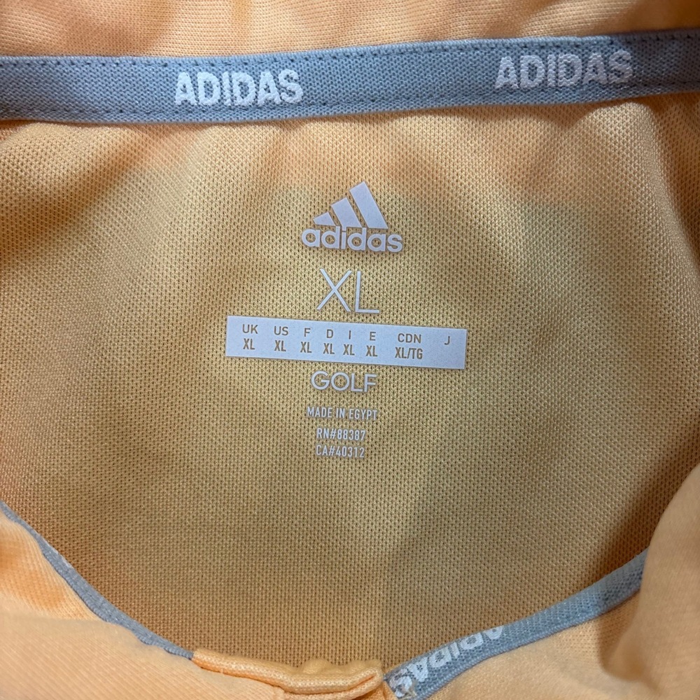 Adidas Golf Polo Shirt Mens XL Orange Short Sleeve 3-Stripe Performance RN88387 - Picture 5 of 9